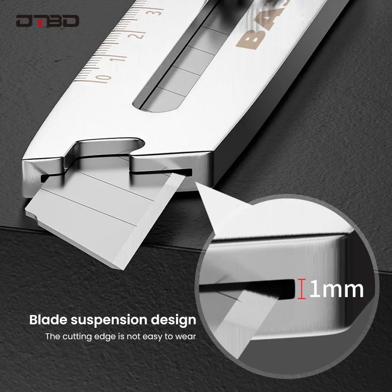DTBD 6in1 Multifunktions-Allzweckmesser aus Edelstahl, Heckbruch-Design/Lineal/Flaschenöffner, einziehbarer Boxschneider, Kunstbedarf
