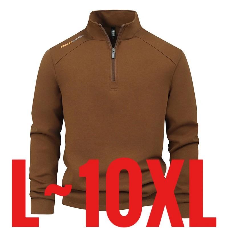 

Новая мужская толстовка большого размера 10XL с короткой молнией, без капюшона, для спорта и работы, элегантная, цвет кофе, большие размеры до 6XL, до 150 кг, для гольфа
