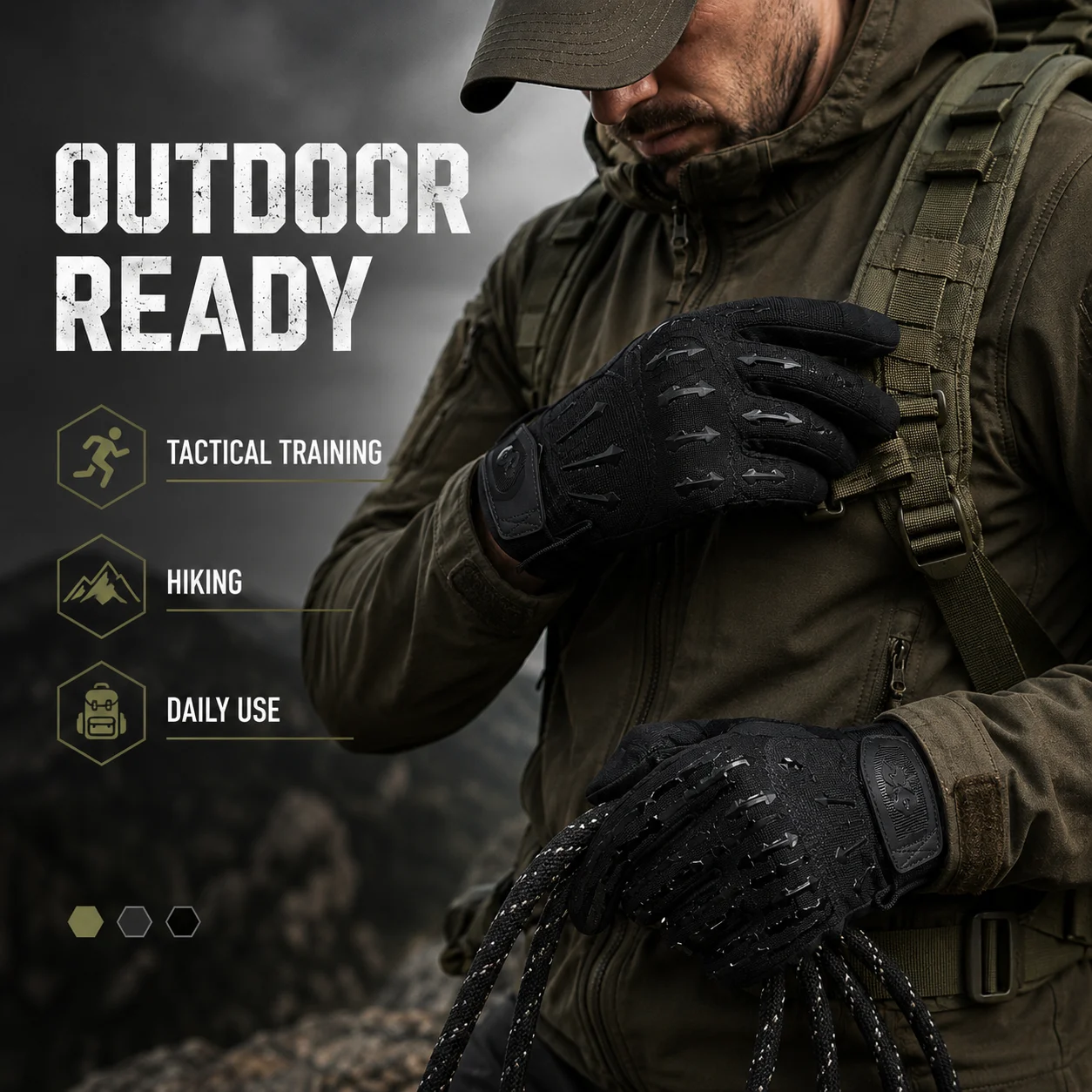 Tactical Work Gloves Men Full Finger Protective Gloves Breathable Anti Slip Grip Touch Screen Outdoor Training Gloves