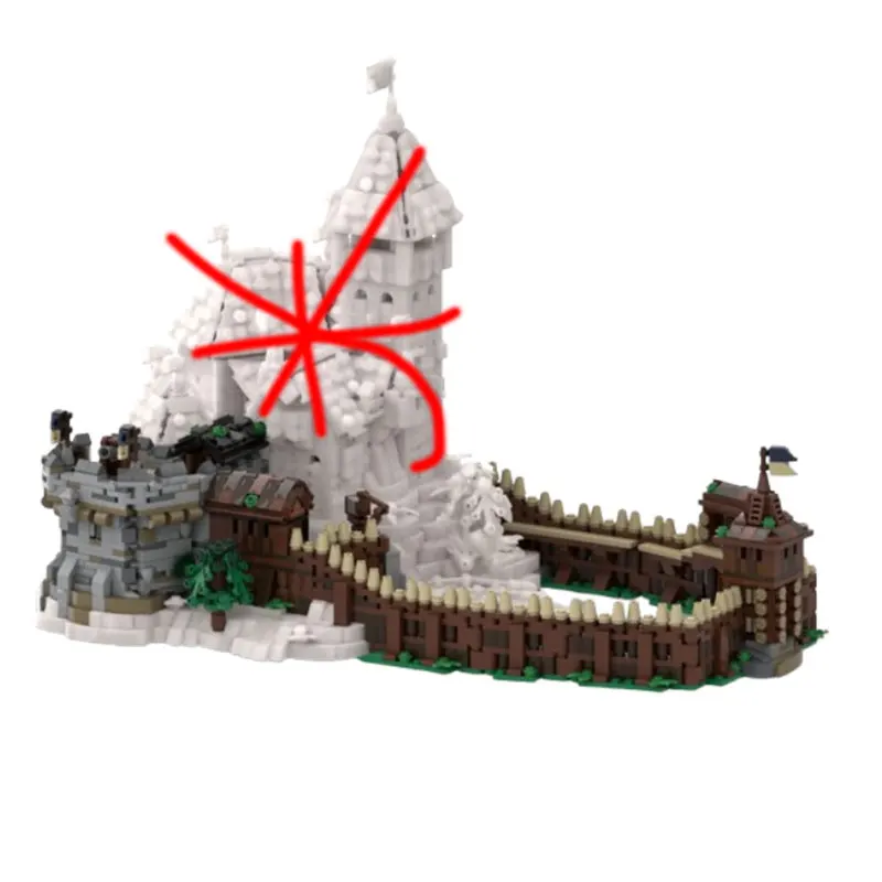 MOC Medieval Castle Expansion Fence Wall Small Particle Assembly Building Blocks Desktop Ornament Toy Gift 1172pcs