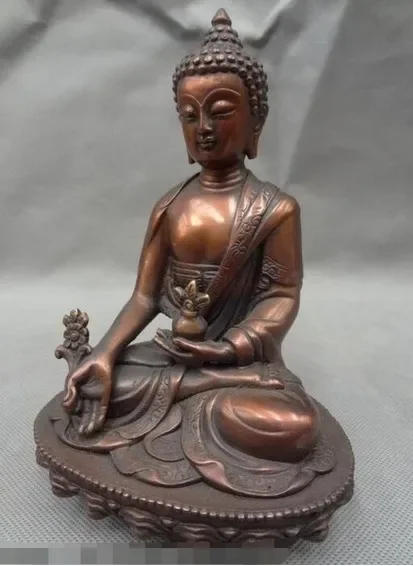 Chinese Pure Bronze Sakyamuni Shakyamuni Tibet Joss Medicine Buddha Seat Statue