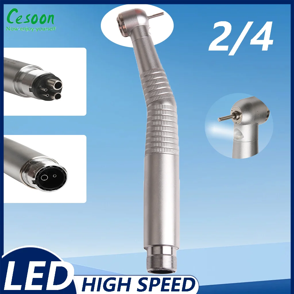 

LED High Speed Handpiece Dental Air Turbine Big Head Push Button with 3 Water Sprays Handpiece 2/4Hole Dentist Instrument Engine