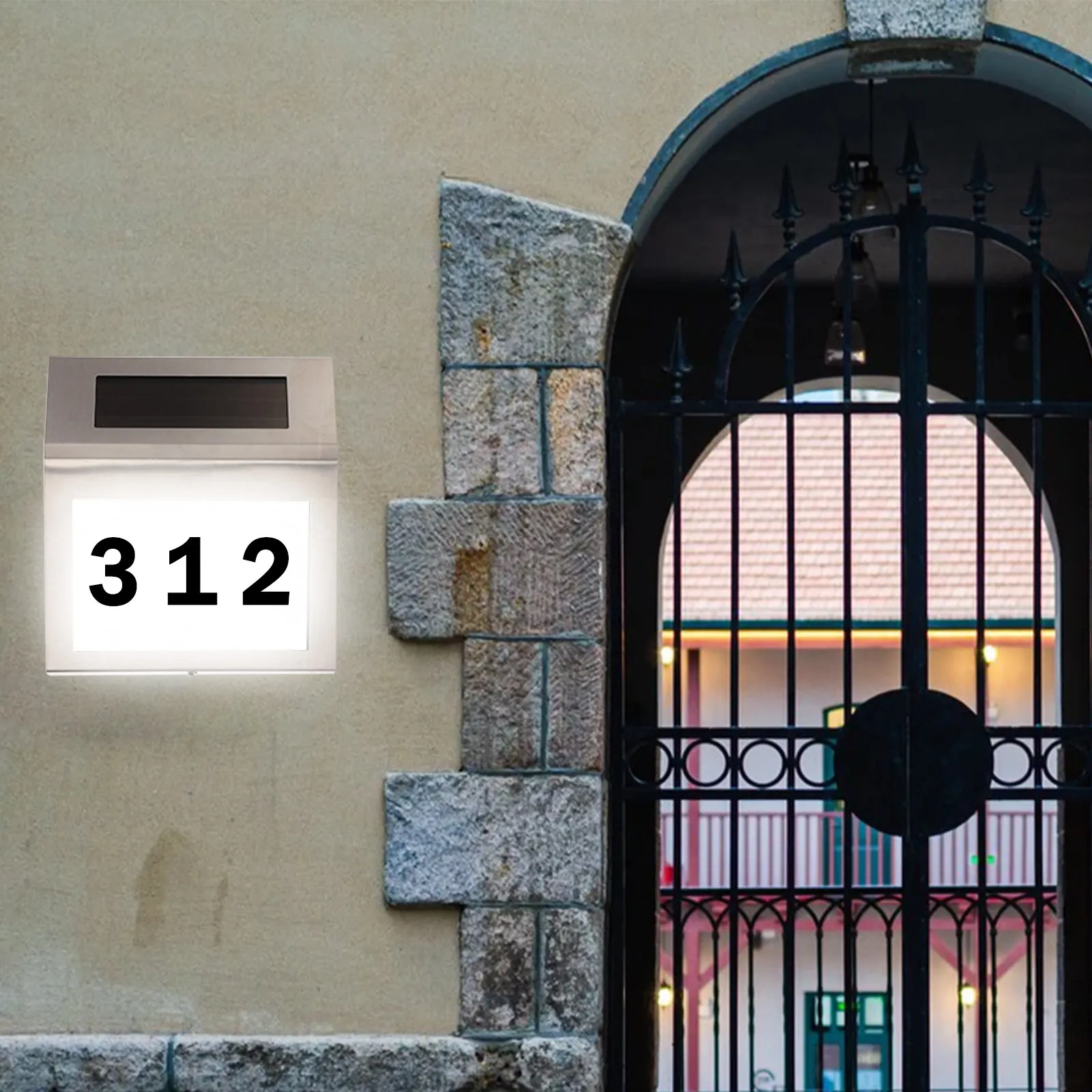 

Solar Lighted Address Sign Stainless Steel Led Numbers Outdoor Wall Mount No Wiring Weatherproof Number Lamp Solar
