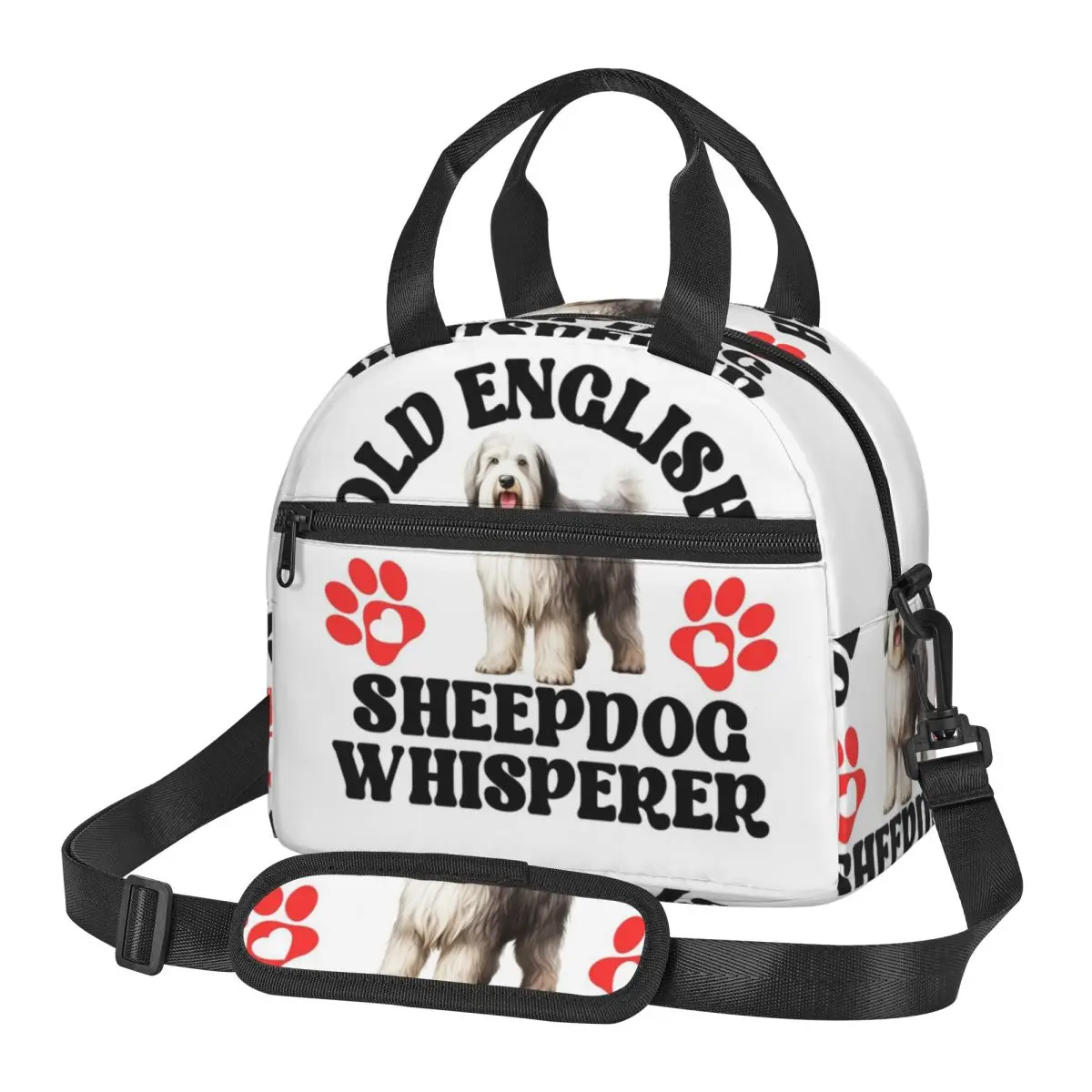 Old English Sheepdog Whisperer Lunch Bags Insulated Bento Box Lunch Tote Picnic Bags Cooler Thermal Bag for Woman Girl Work