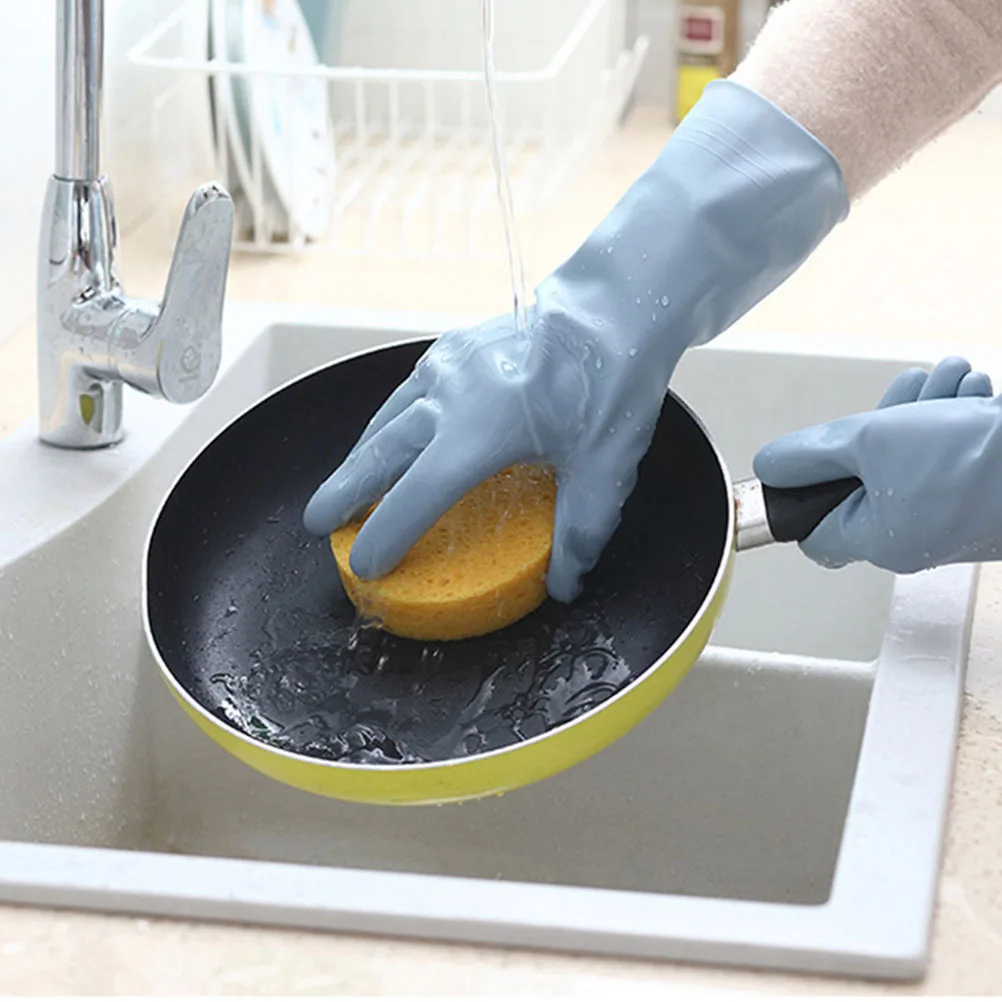 

1 Pair Blue Waterproof Kitchen Gloves Lightweight Durable Cleaning Mitten For Dishwashing Hand Wash Pet Care Laundry Garden Car