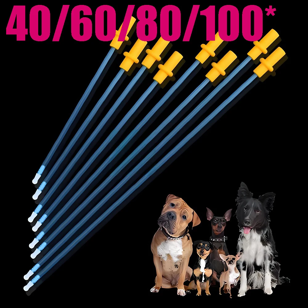

40~100Pcs Pet Dog Disposable Artificial Insemination Catheters Rods Breeding Tubes Soft Rubber Canine Semen Catheter For Dog