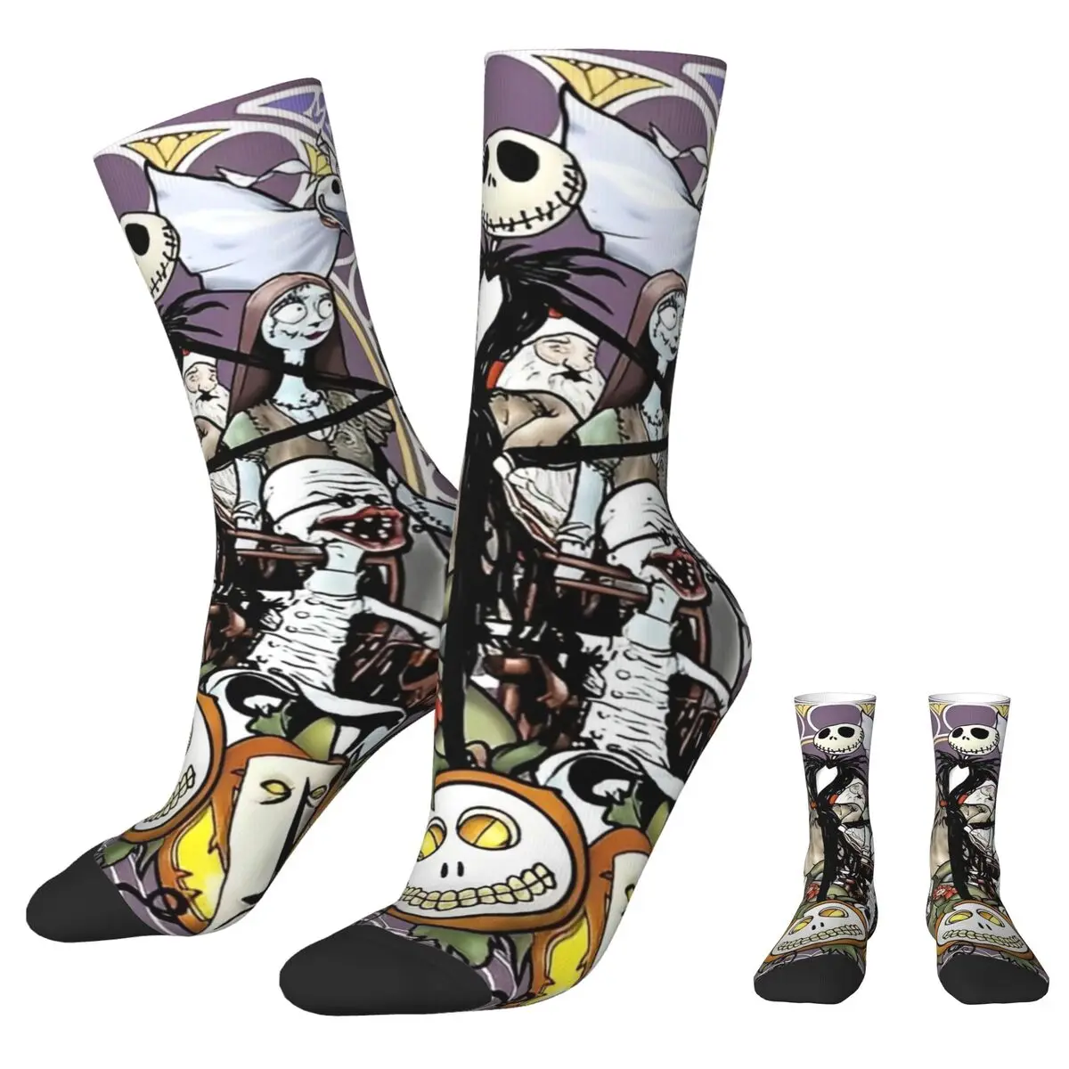 The Nightmare Before Christmas Winter Warm Colorful Women MenSocks Jack Cartoon Halloween Non-slip Soccer Socks