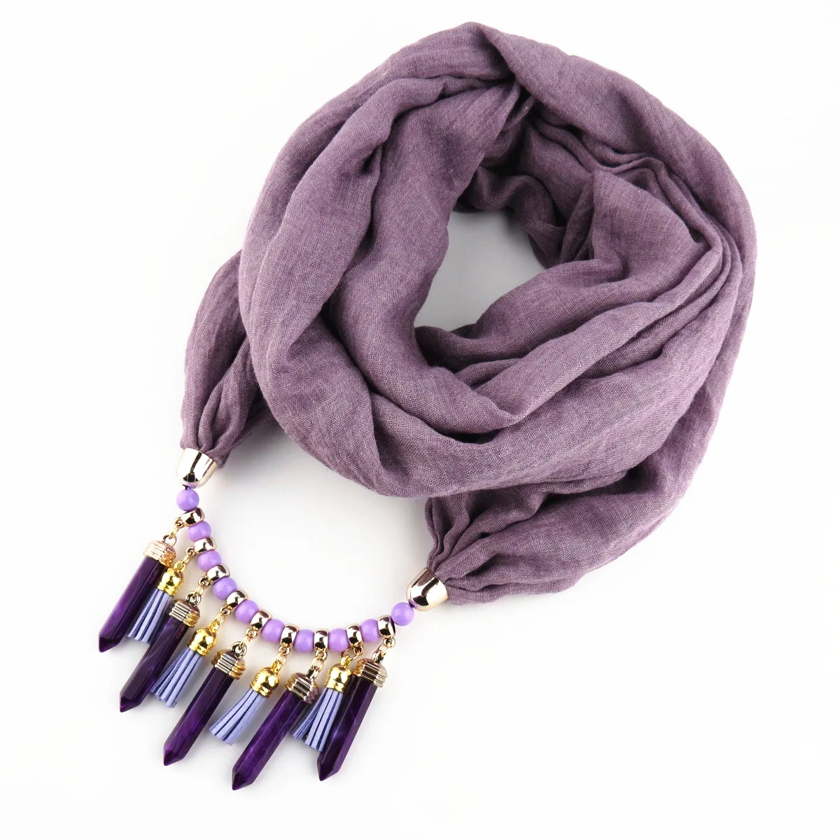 Women Cotton Linen Necklace Pendant Scarf Ethnic Style Soft Necklace Scarf Fashion Long Scarf Shawl Scaf Wrap