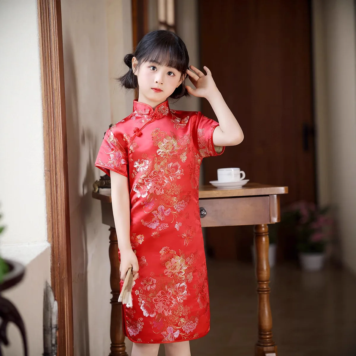 Summer Children's Cheongsam Modern Party Girls Dresses Fashion Girl Dress Chinese Style Baby Qipao Princess Clothing Outfits