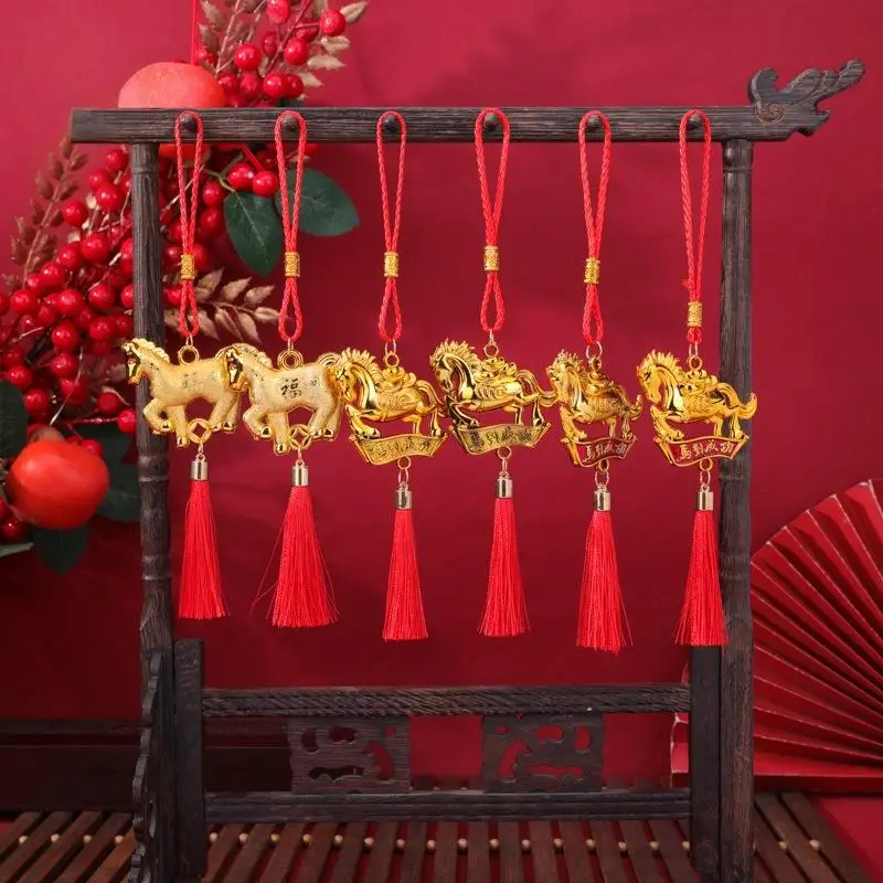 رائجة البيع 2026 السنة الجديدة للحصان الجدار الشنق حلية السنة الجديدة محظوظ ديكور في الهواء الطلق هووسورمينغ الأخضر بوعاء قلادة صغيرة #6