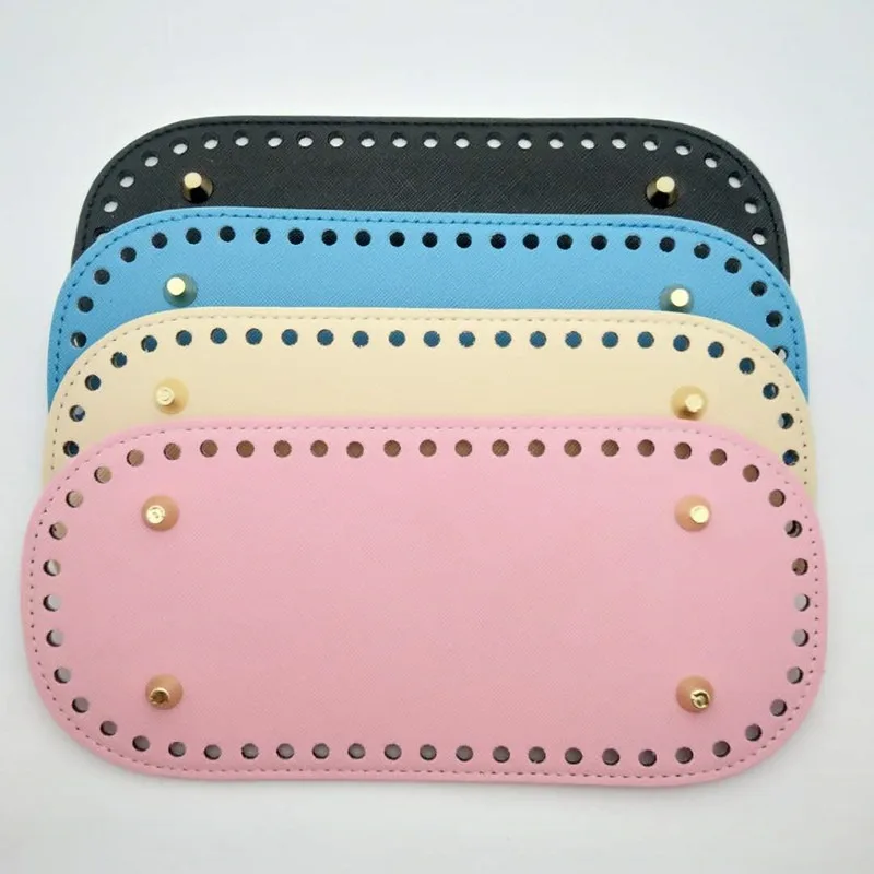 DIY Crochet Bag Bottom Pu Base High Qualtiy Oval Round Bottom Handmade Bottom With Holes For Knitted Bag Leather Bag Accessories