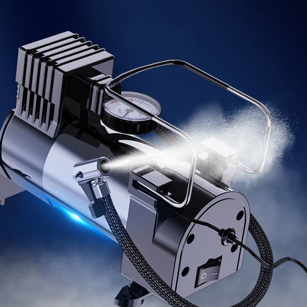 Bomba de neumáticos de coche de 12V con manómetro, bomba de aire eléctrica para coche, Mini compresor de aire portátil de lujo resistente, compresor de aire de Metal