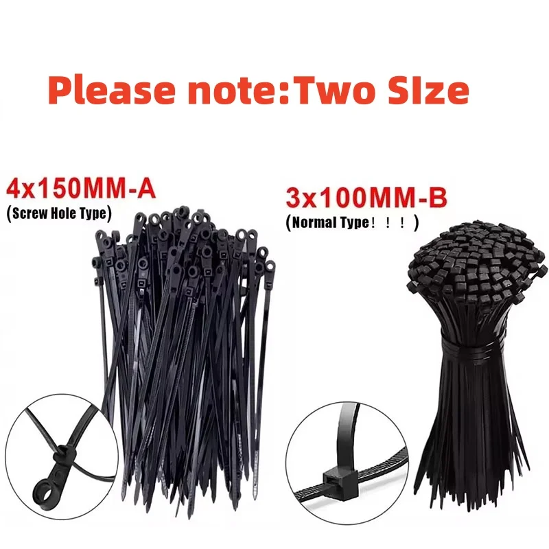 New Screw Hole Nylon Cable Ties Multipurpose Heavy Duty Adjustable Self-locking Cord Ties Organizer Straps DIY Fastening Loop