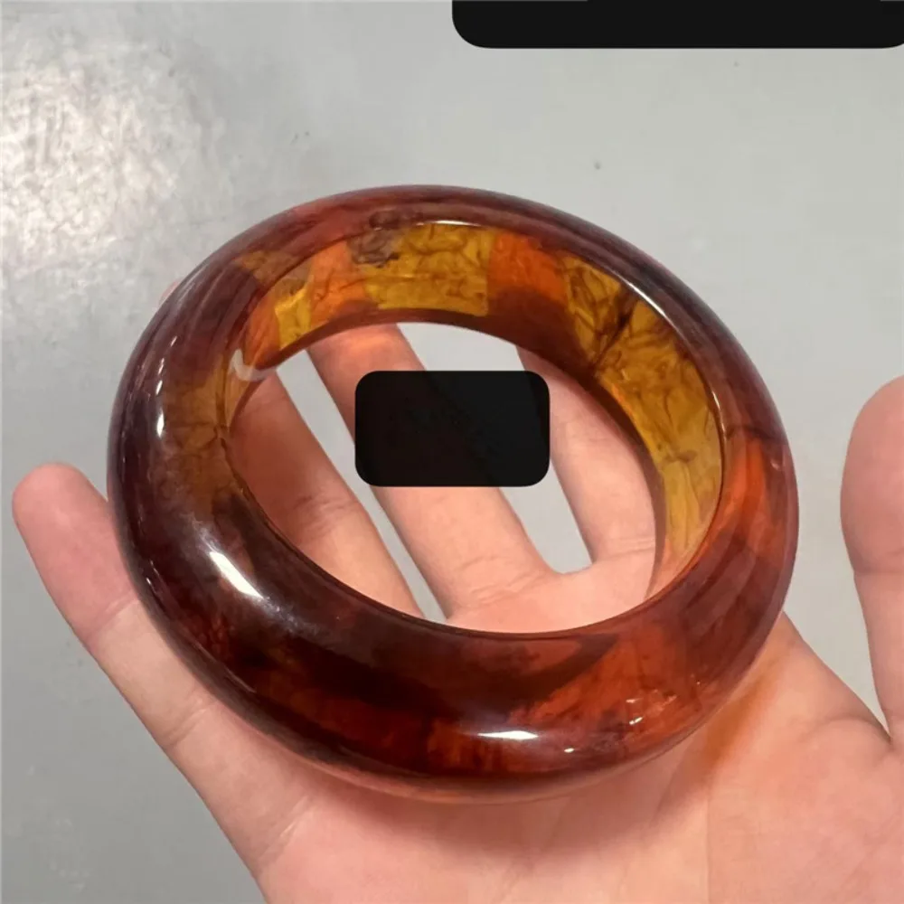 Simple Vintage อะคริลิคกําไลข้อมือ Smudging ยุ้ยกว้างสร้อยข้อมือเรซิ่น Minority Design Retro แหวนมือตกแต่ง