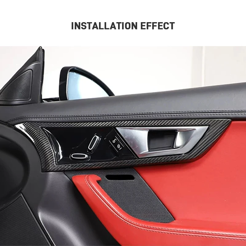 For Jaguar F-Type X152 2013-2024 Real Carbon Fiber Car Door Handle Frame Trim Cover Sticker Interior Decoration Accessories