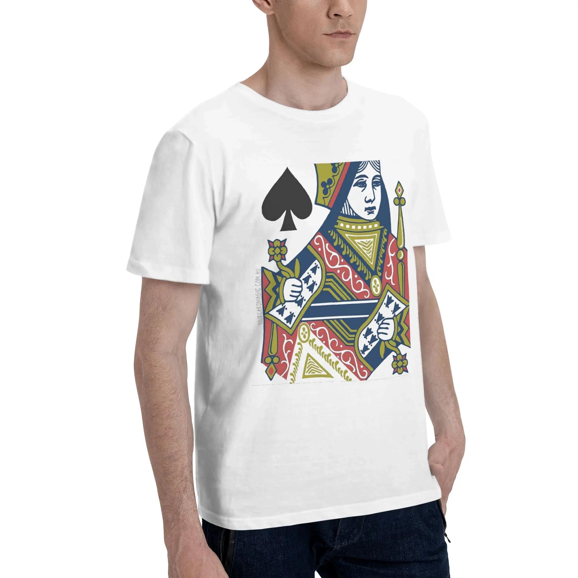 

Playing Card - Queen of Spades Men T-Shirt Oversized T Shirts Men's Round Neck Cotton Tees Short Summer Male