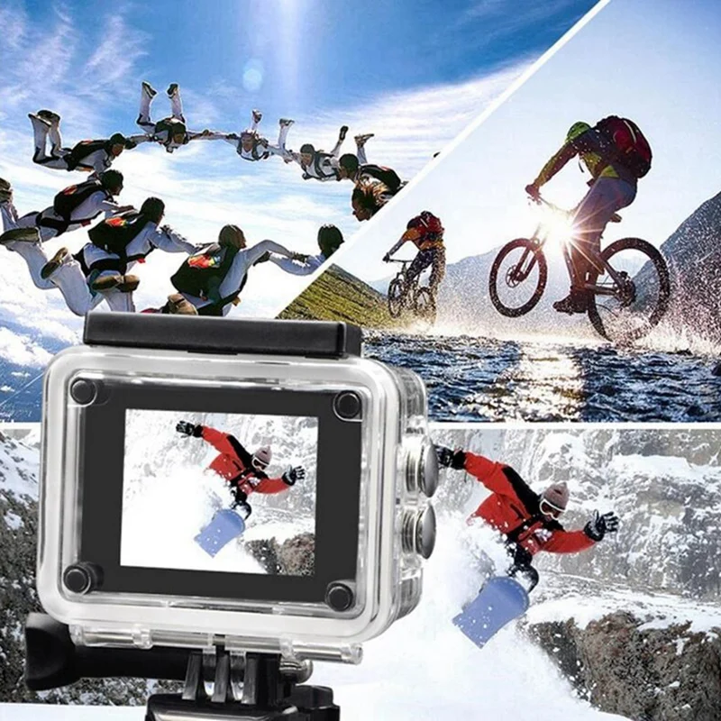 1080P HD Action Camera LCD Screen Waterproof 30M Sports Action Cam For Bicycle, Motorcycle, Skiing, Diving White