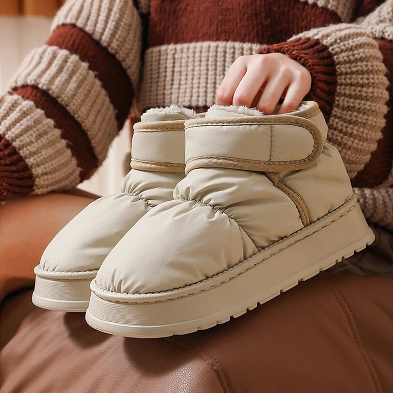 

BASATU Winter Warm Cotton Padded Shoes Thick Sole Down Waterproof Snow Boots for Women Non Slip Platform Ankle Botas Mujer