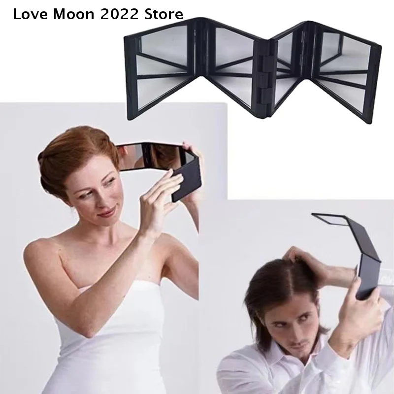 4 طريقة مرآة ثلاثية الطي 360 درجة يده سطح المكتب المحمولة مرآة ماكياج قابلة للطي لقطع الشعر الذاتي مرآة لوضع مساحيق التجميل أداة الجمال