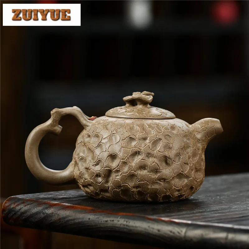 330ml Exquisite Yixing Purple Clay Teapots Handmade Reishi Pot Raw Ore Steel Grey Mud Tea Maker Kettle Chinese Zisha Teaset Gift