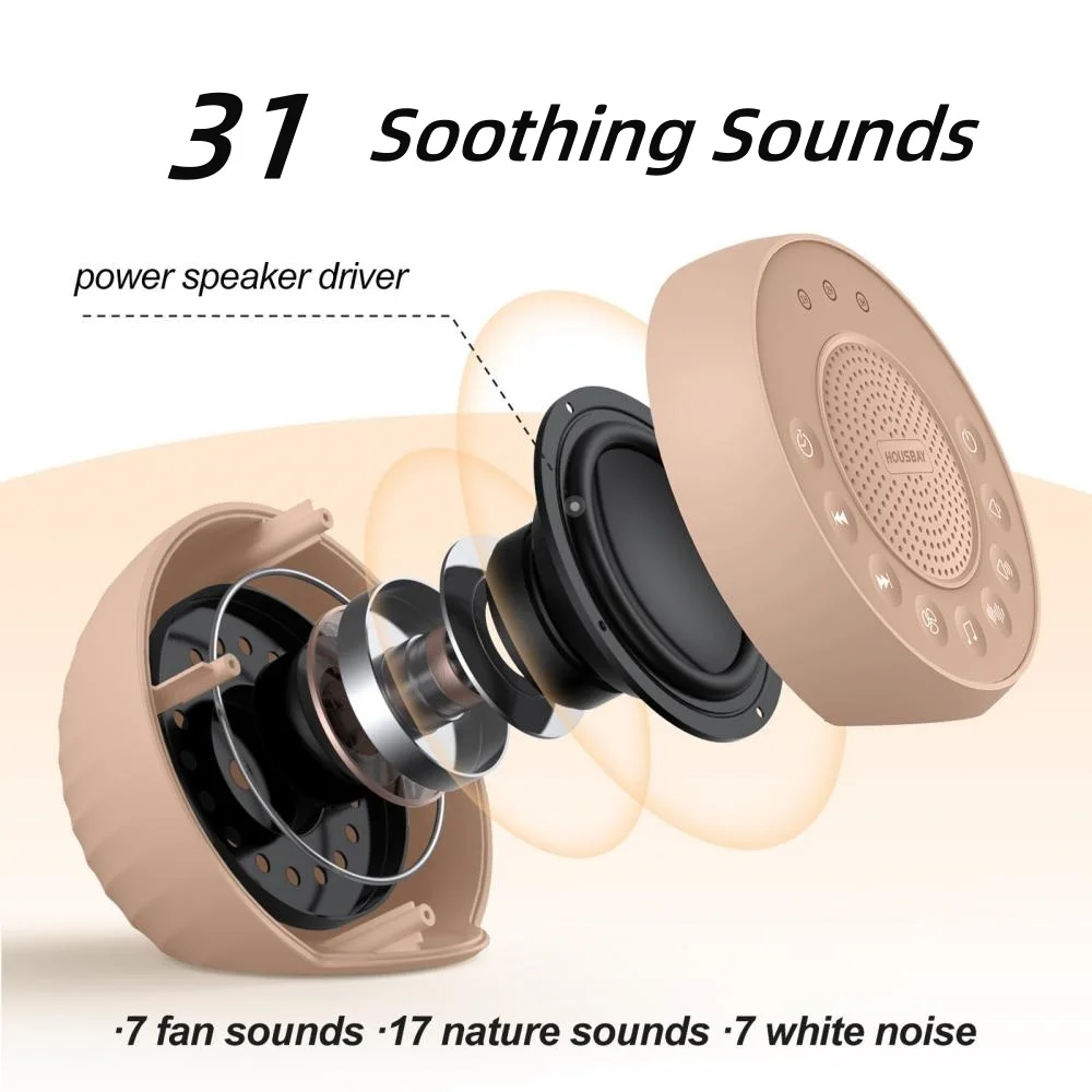 Sleep Sound Machine 31 Soothing Sounds White Noise Machine Adult Kid 5W Stereo Noise Player Travel Sleep Aid Device Sleep Timer