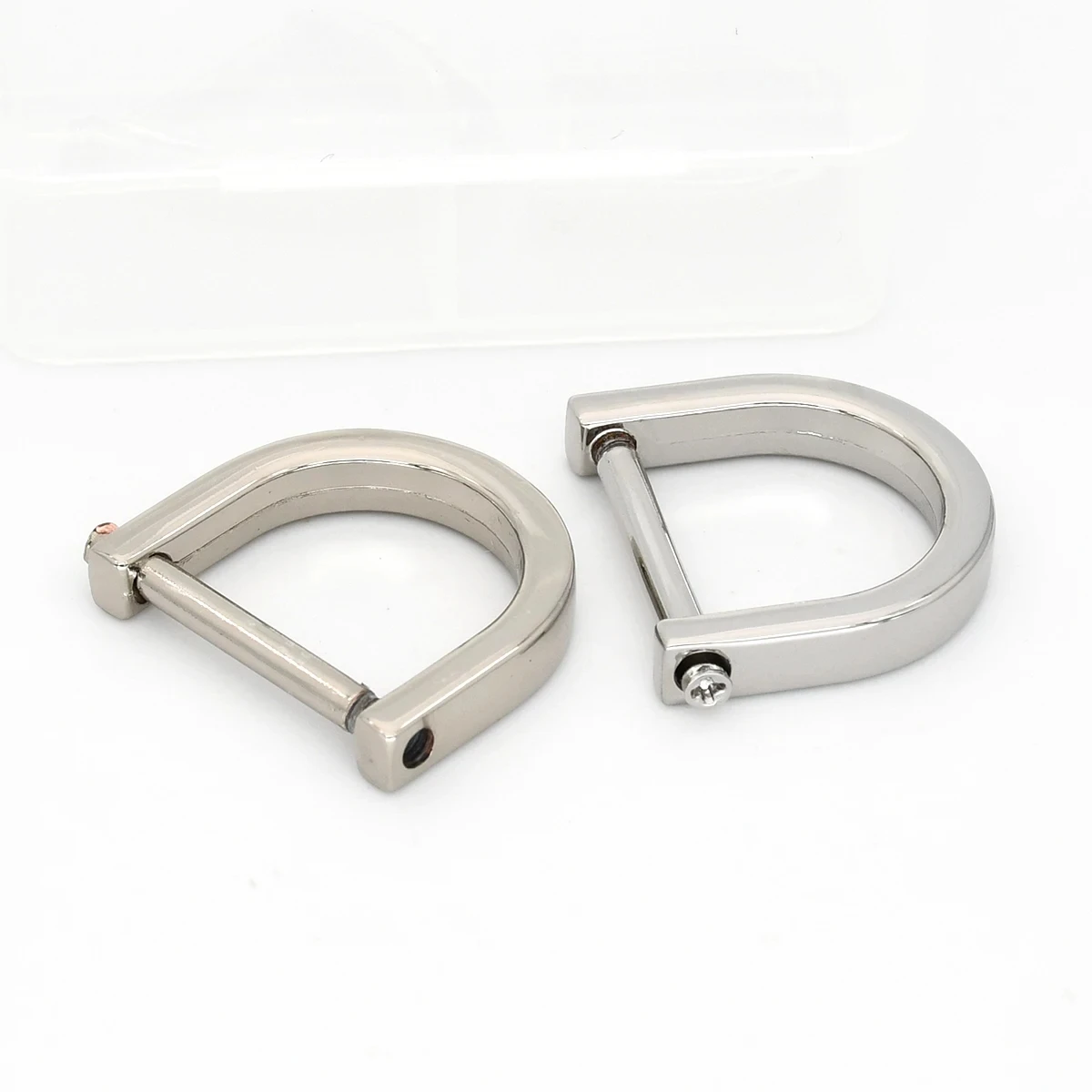 2er-Set Metall-D-Ring-Schäkel mit Schraubverschluss für Lederhandwerk, Taschenriemen, Gürtelschnallen, Griffe und Schultergurte – Detail 6