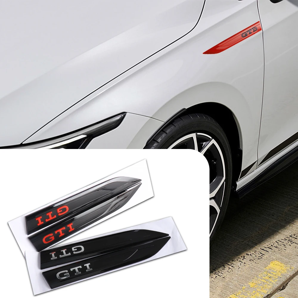 2Pcs Car Styling GTI GTD Logo Auto Body Side Fender Decoration Stickers For Volkswagen VW GTI GTD Golf Caddy Passat Touran Polo