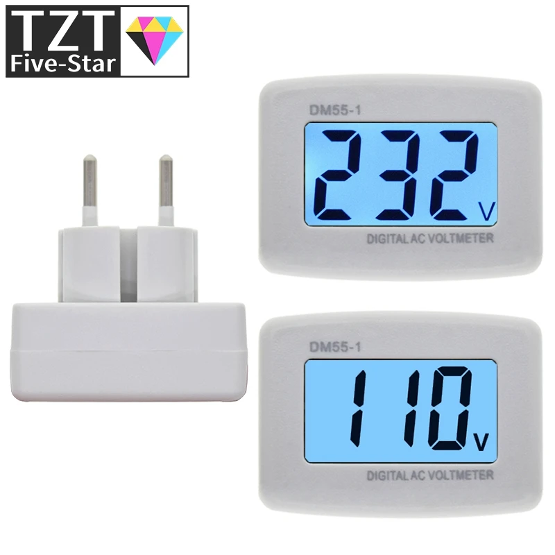 AC 110V 220V Digital Voltmeter EU US Plug Volt Meter Socket Voltage Tester LCD Display Voltage Meter Wall Flat Voltage Meter