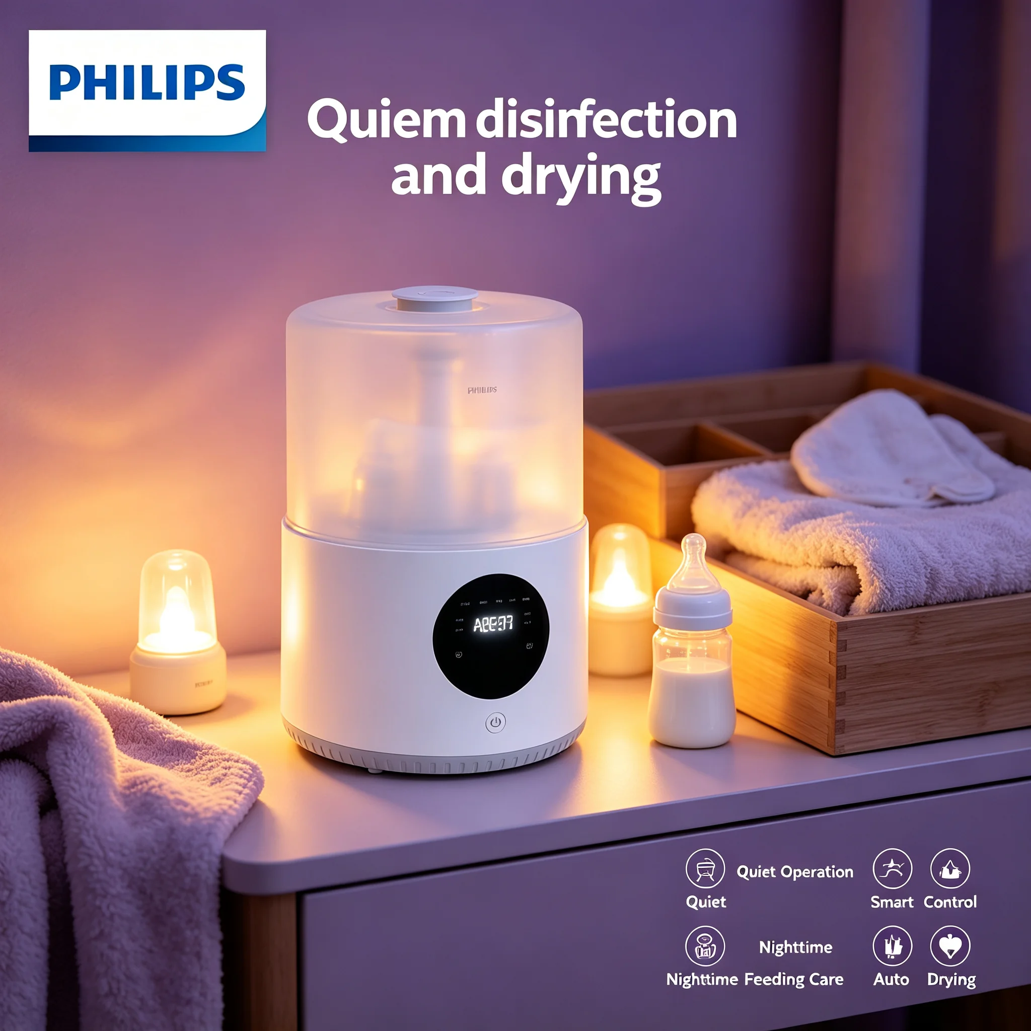 Philips Avent 2-in-1 Bottle Warmer & Sterilizer, Steam Sterilize 99.9% Germs, BPA-Free, Smart Overheat Protection