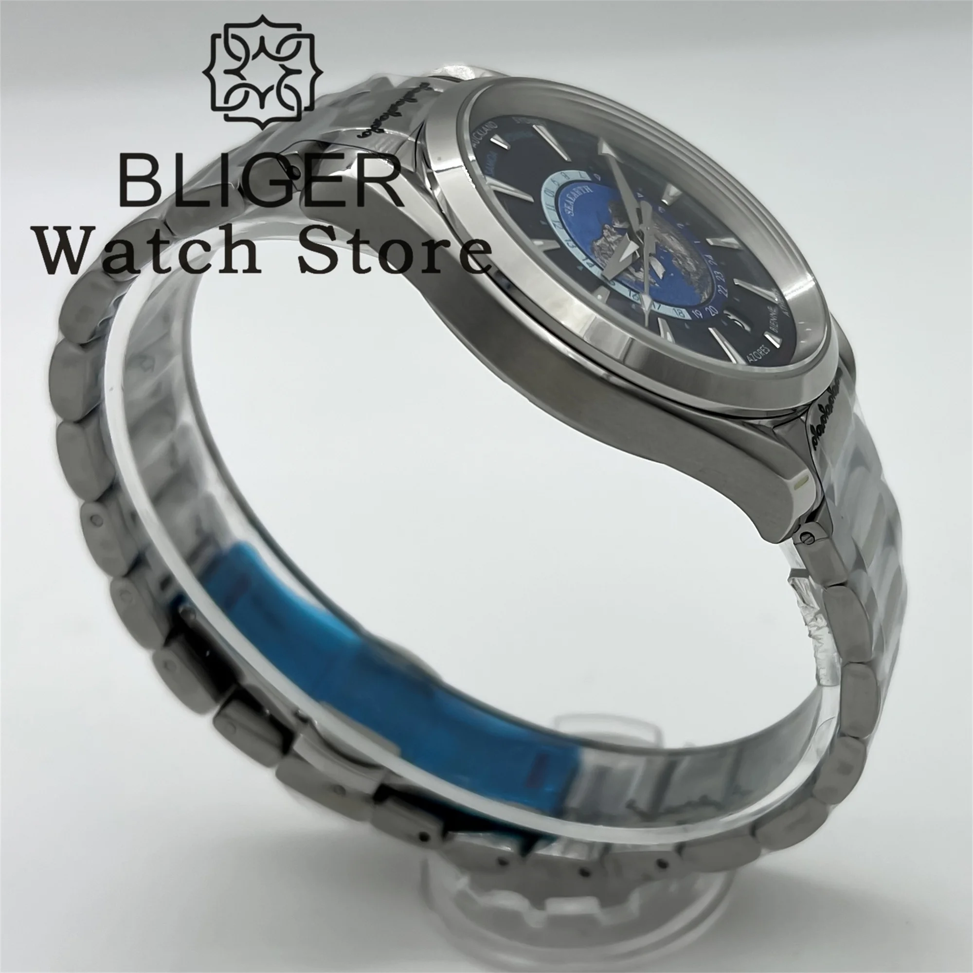 BLIGER-reloj mecánico de acero inoxidable para hombre, cronógrafo de cristal de zafiro de lujo, movimiento automático, resistente al agua hasta 100M, 40MM, NH35A