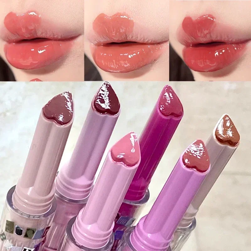 Jelly Spiegel Lippenstift Make-Up Love Shape Waterdichte Non-Stick Cup Effen Lipgloss Heldere Langdurige Hydraterende Lipsticks Pen