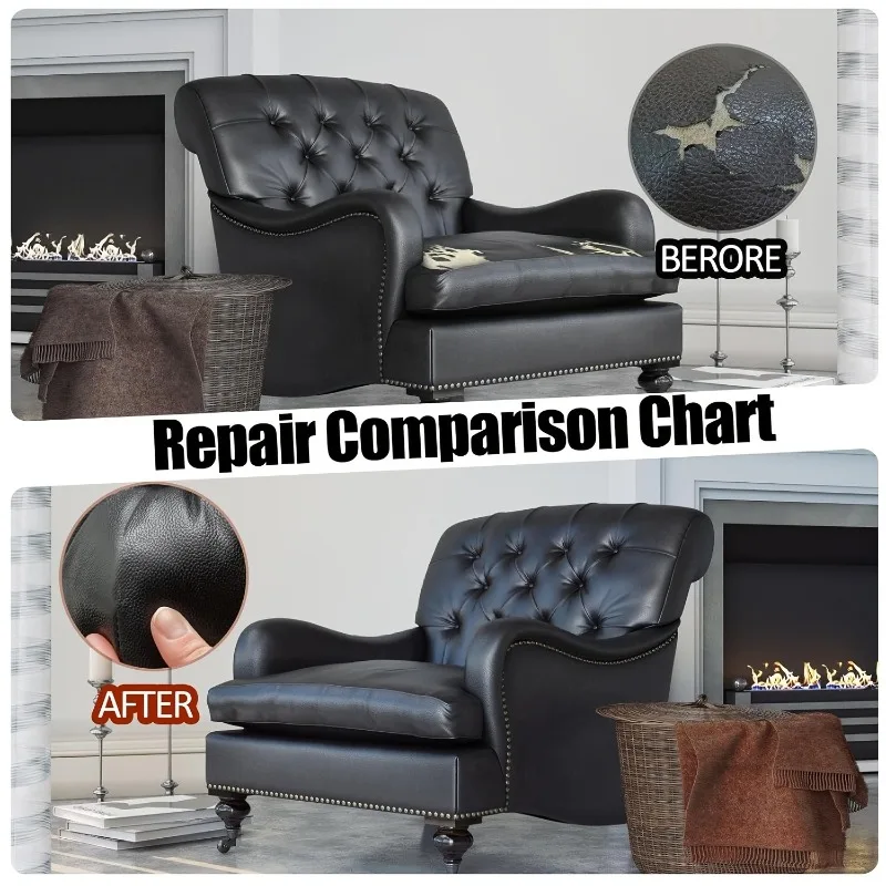 Refurbish DIY Sofa Black Leather Repair Patch Artificial Self-adhesive Leather Upholstery for Car Seat Couch Chair Restaurant - view 2