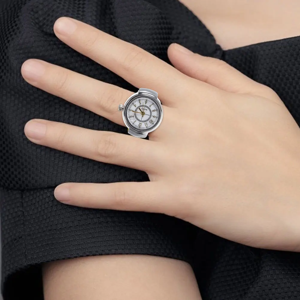 

2Pcs Finger Ring Watch Vintage Style Fashion Ring Decor Casual Mini Watch for Men Women Decorative Finger Circle