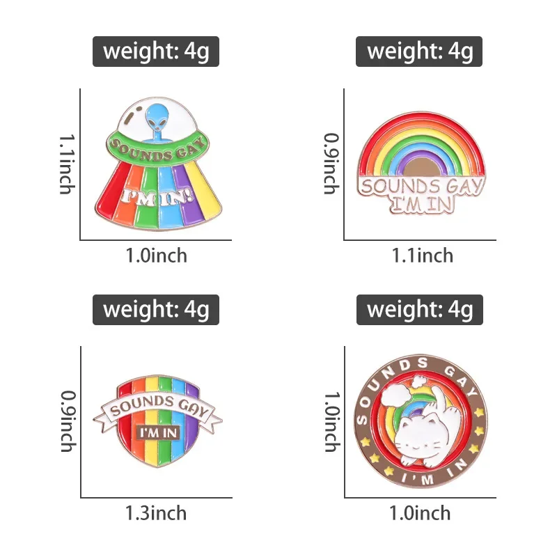 الغريبة UFO القط قوس قزح المينا دبابيس الأصوات مثلي الجنس أنا في LGBT فخر مخصص سبيكة شارة ظهره التلبيب بروش المجوهرات بالجملة هدية