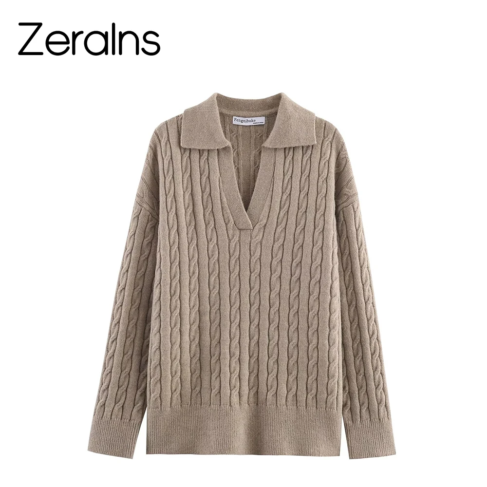 

DEEABAE New Women's Fashion European and American Style Autumn/Winter Long Sleeve Eight Leg Polo Knitted Shirt