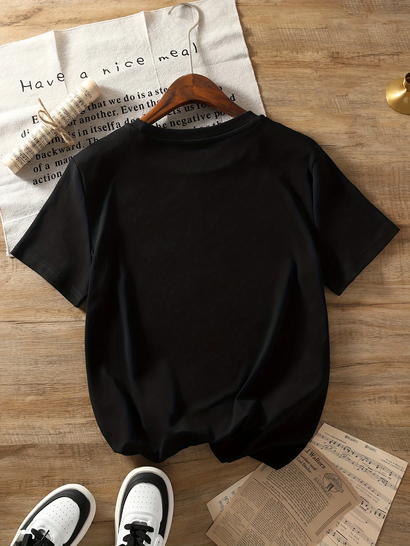 [Regular Length Knit Fashion Tee] Women's Fashion T-Shirt, Polyester, Casual Round Neck, Regular Length,