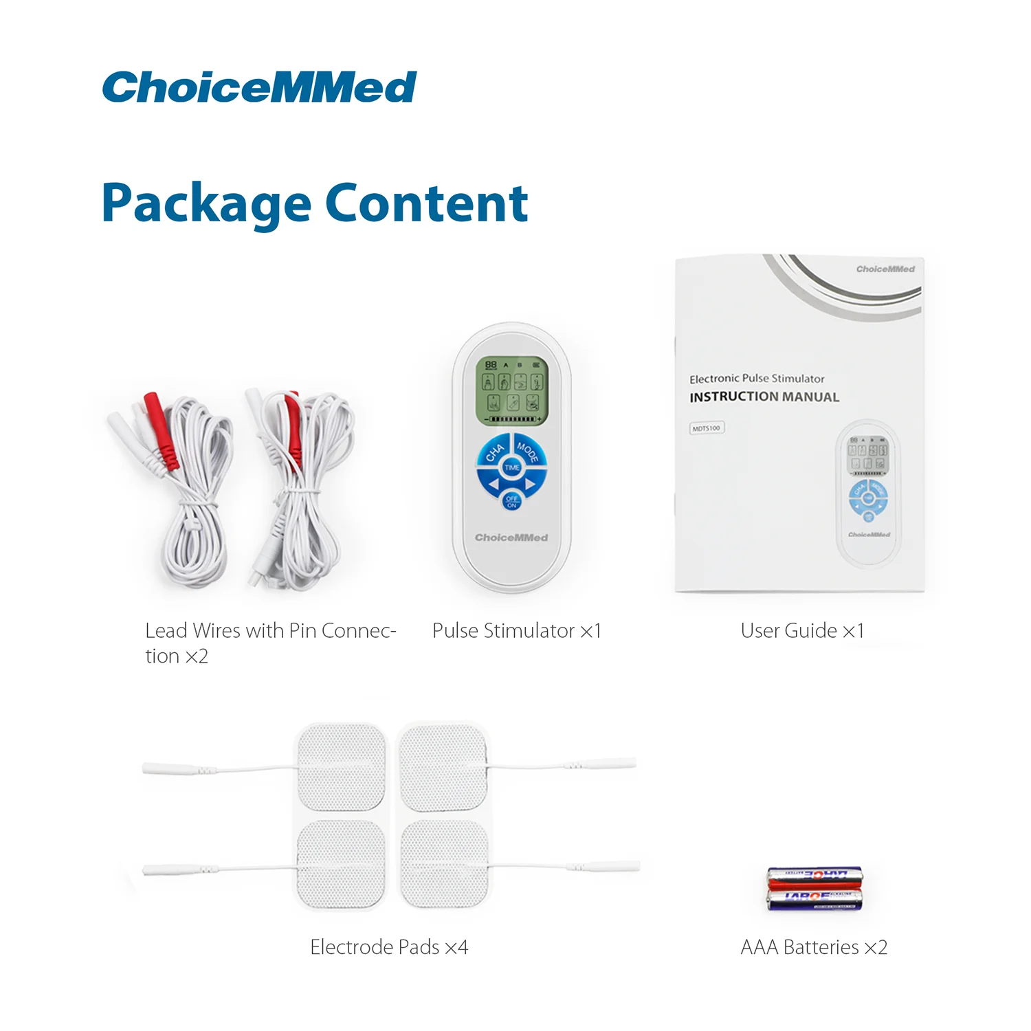 ChoiceMMed Universal TENS Unit Gel Replacement Electrode Pads for Electronic Pulse Stimulators (10 Units) MDTS100