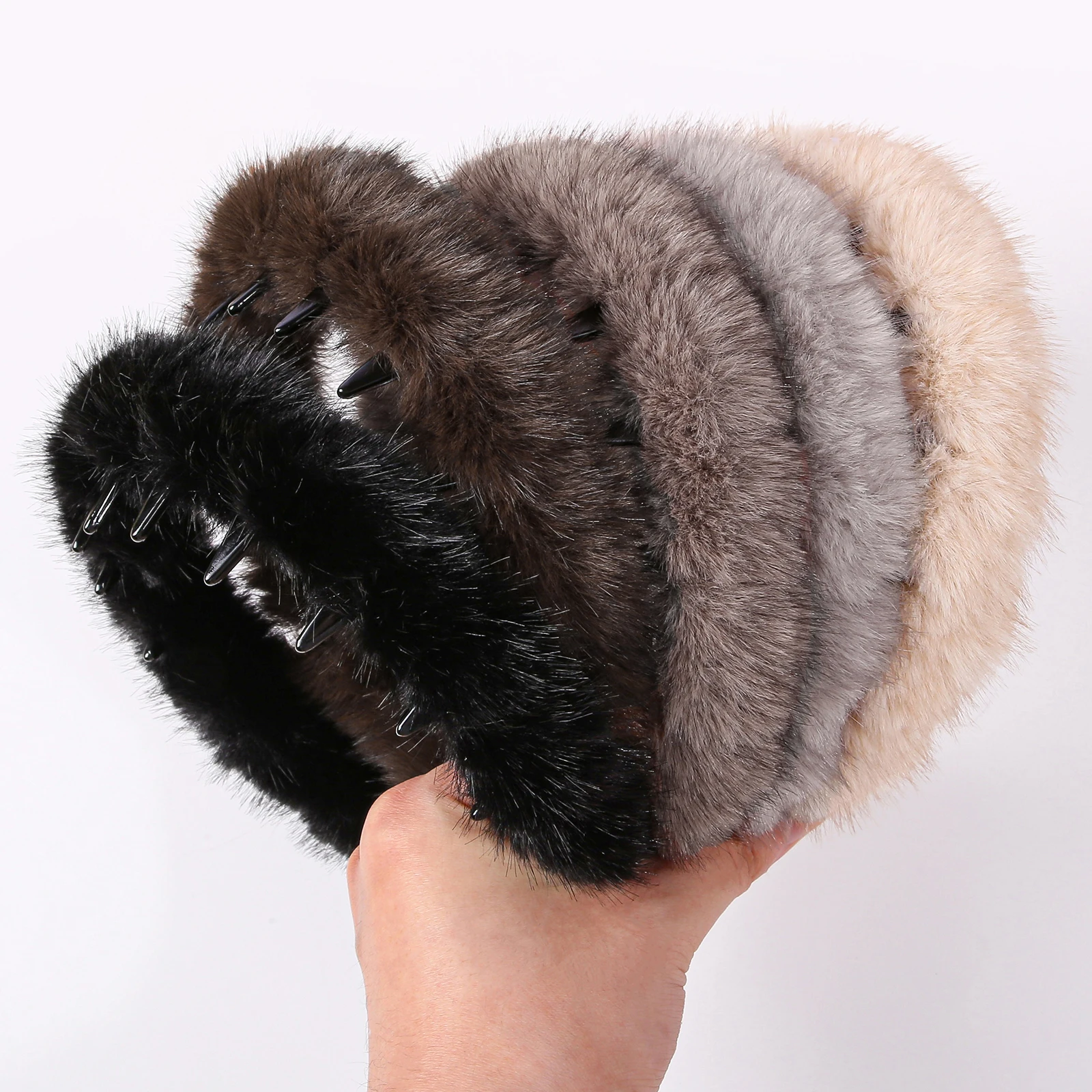 1PC Retro Winter Imitation Mink Fur Faux Fur Hairbands Women Girls Plush Widen Thicken Soft Hair Hoop Hair Accessories Headband