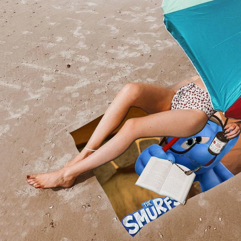 SMURF-Serviette de plage en microcarence, absorbante, séchage rapide, douce, pour le yoga, la natation, l'escalade en montagne