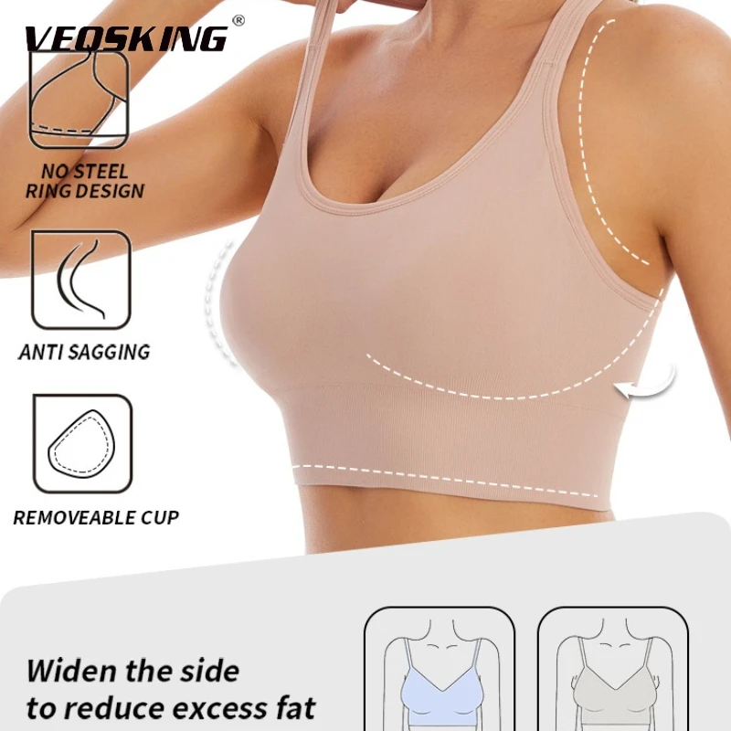 

Women's High-strength Shock-absorbing Sports Bra, Cross Back Integrated Vest, Anti Sagging Yoga Running Fitness Sports Bra
