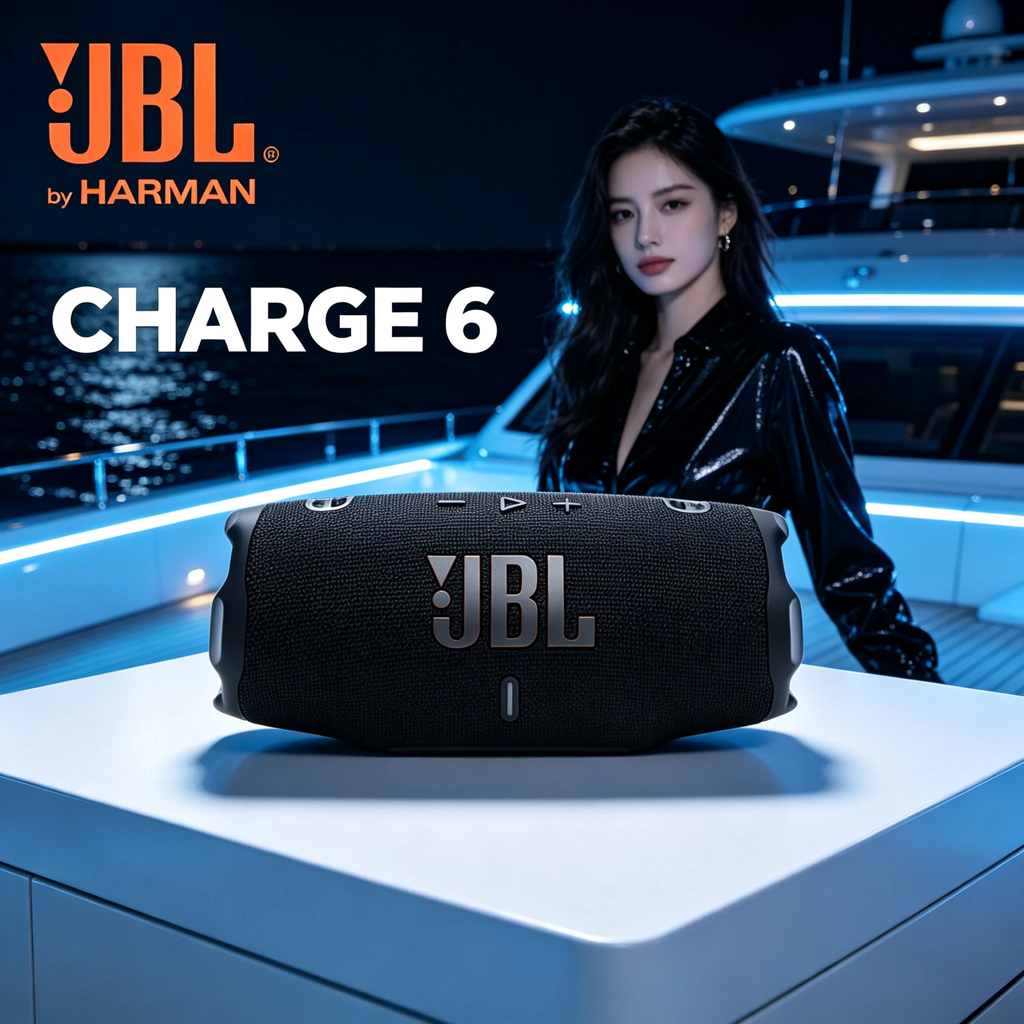 JBL CHARGE6 Waterproof Bluetooth Speaker, Carry Strap Included, Synchronized Stereo Play, For Pool Party And Camping