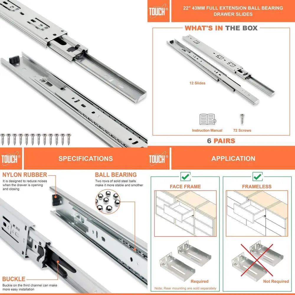 

Полный выдвижной 22-дюймовый направляющий ящик с шарикоподшипником с боковым креплением и 3 складными металлическими направляющими и направляющими для плавной работы