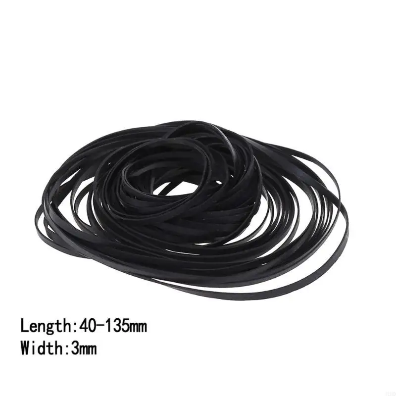 J1HD 200PCS Square Cassette Tape Machine Belt 40-135mm Folded Rubber Belt 3mm
