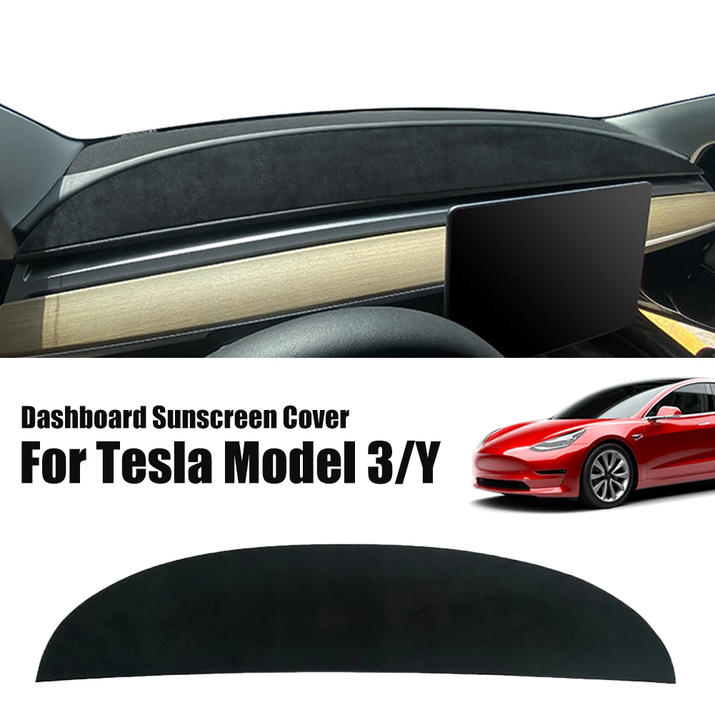 

For Tesla Model 3/Y 17-23 Dashboard Cover Suede Sun Protection Instrument Panel Pad Sunshade Protection Interior Accessories