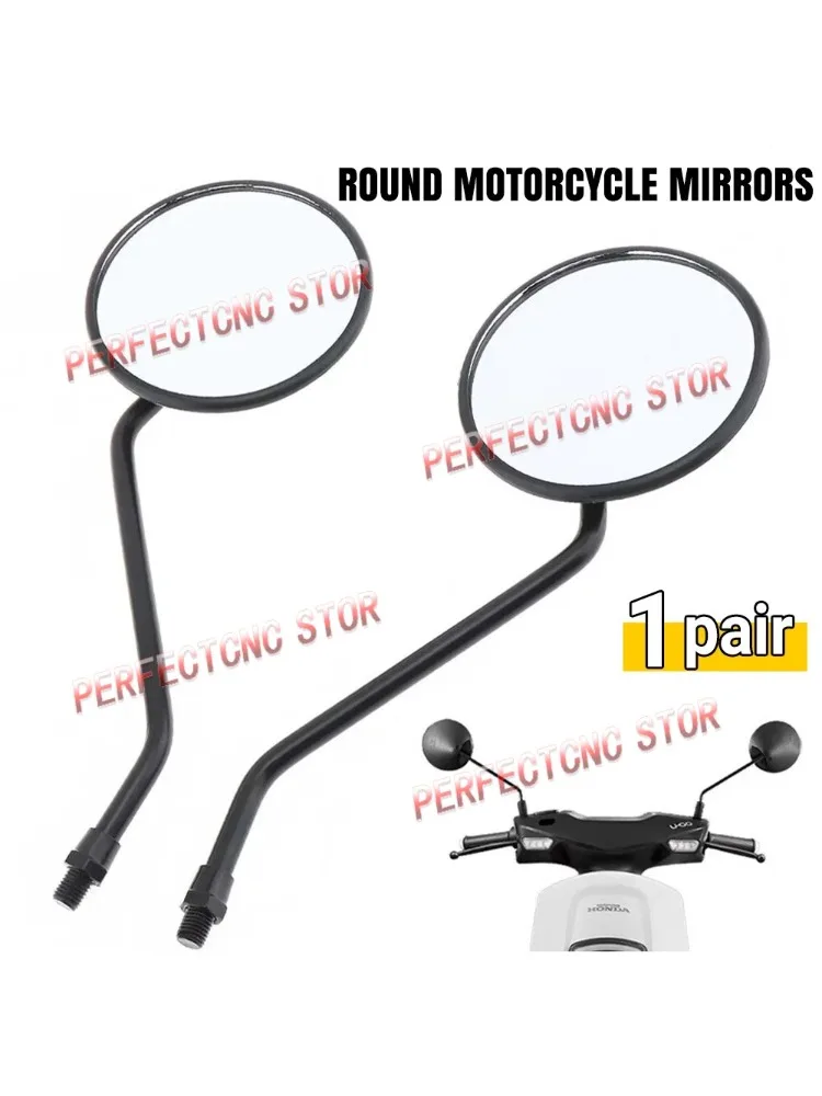 AliExpress NONE 1pair Universal Motorcycle Rounded Side Back View Mirror Motorbike E-bike Scooter 10mm 8mm Rearview Mirrors for Moto Scooter ATV