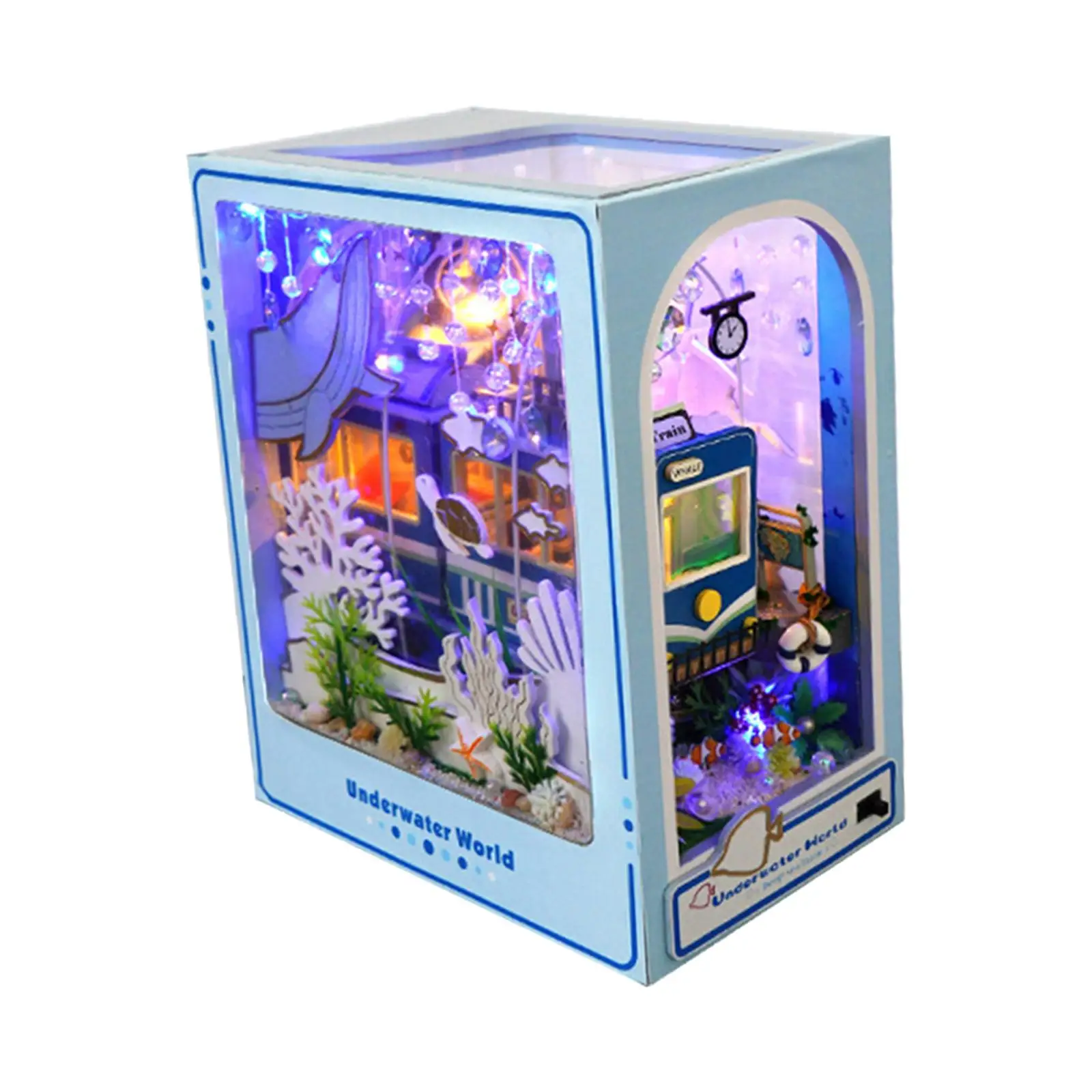 3D Wooden Miniature Dollhouse Kits Underwater World Theme Holiday Gifts Blues