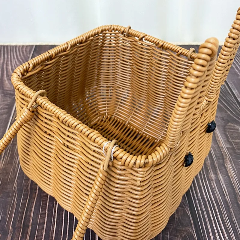 Go Out Hand Basket New Imitation Rattan Hand-woven Wedding Gift Storage Basket Rabbit Photo Prop Basket Fruit Basket