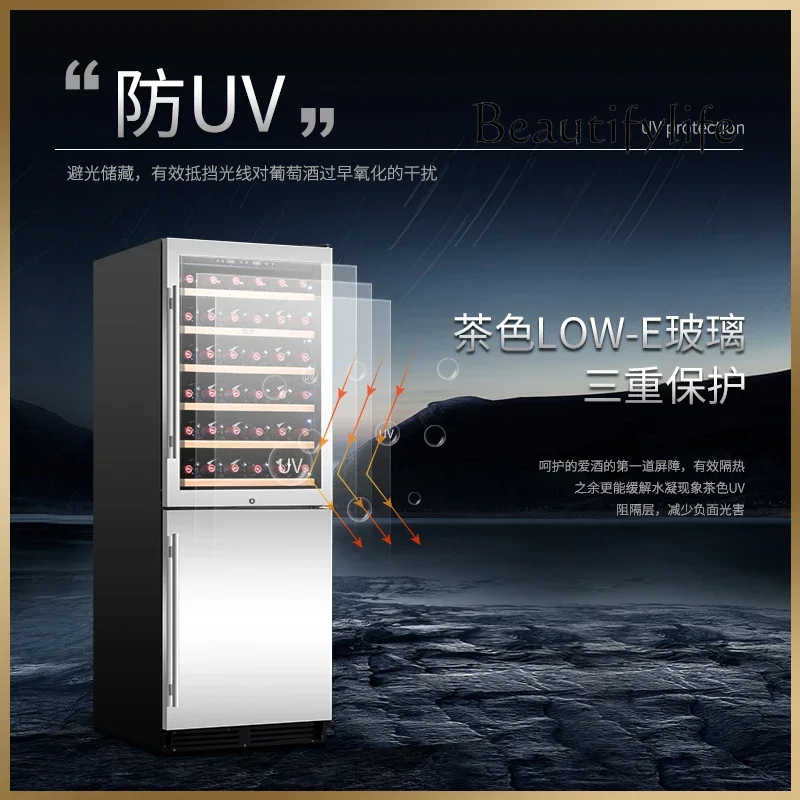 BJ Wine Cabinet Constant Temperature Wine Cabinet Ice Bar Stainless Steel Double Door Double Use Refrigerated Ice Bar Wine Cabin