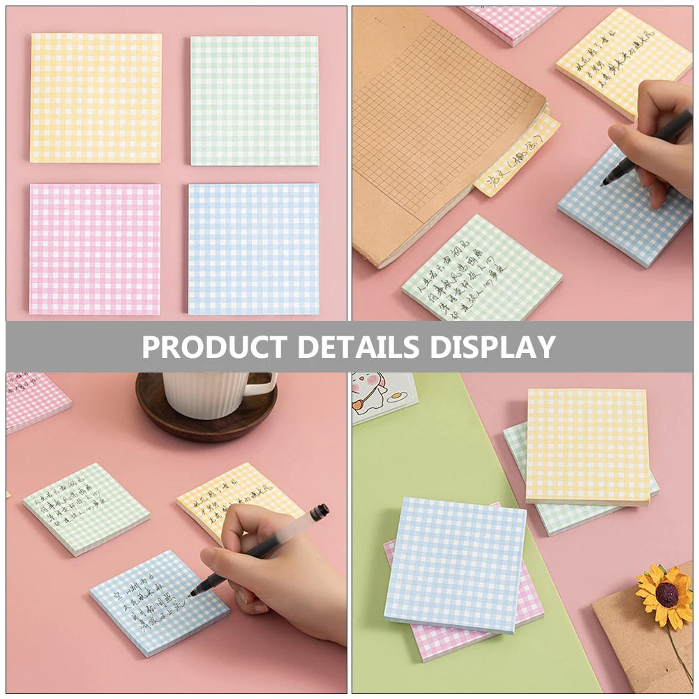 Blocco note a griglia portatile da 4 libri Blocco note antiaderente per pianificazione di pianificazione Carta per appunti piccola per blocco note a griglia per ufficio scolastico