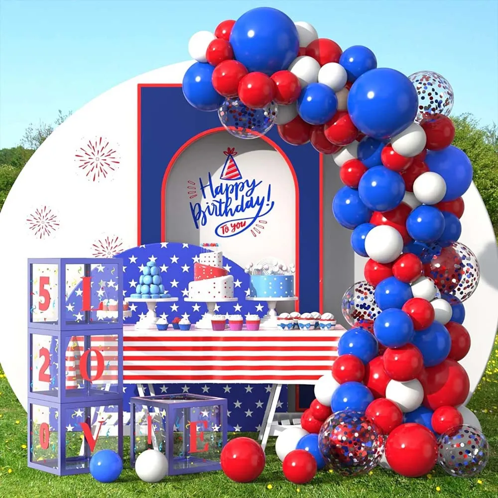 American Independence Day Balloon Set 74 Independence Day Red and Blue Latex Balloons National Day Party Decoration